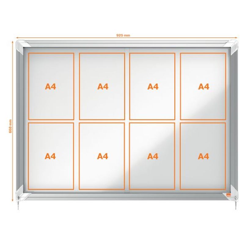 5028252063777-Nobo - Vitrine d'affichage - 8 feuilles A4 - surface magnetique - porte coulissante - 92,2 x 66,5 x 6,3--3