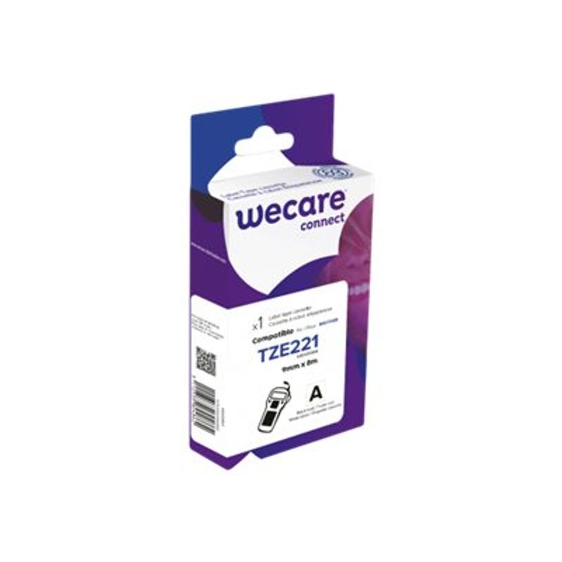 3112539804862-Wecare ruban d'étiquette compatible Brother TZE221 - 1 rouleau (0,9 cm x 8 m) - fond blan-P_400014012_1-0
