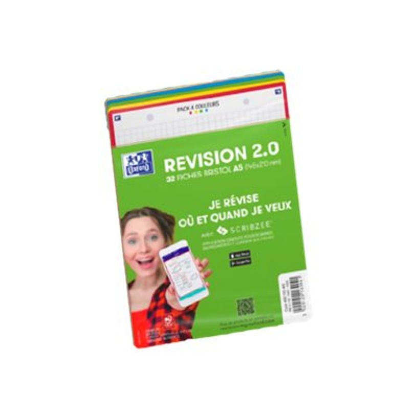 3020120169941-Oxford REVISION 2.0 - Pack de 32 Fiches Bristol Scribzee - 14,8 x 21 cm - petits carreaux - p-P_405113956_3-0