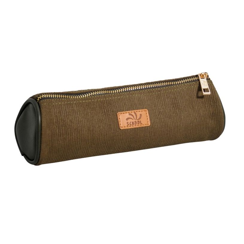3173749246224-Trousse Velvet ronde velours - 1 compartiment - kaki - Carpentras-P_405114190_1-0