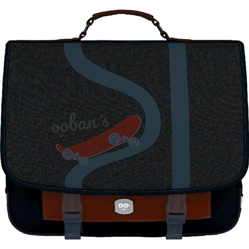 3662498003573-Cartable Ooban's Skate - 35 cm - 2 compartiments - gris chiné/bleu - Oberthur-P_405114302_6-5