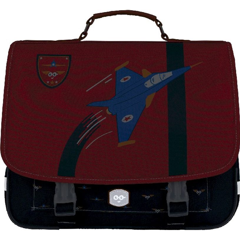 3662498003641-Cartable Ooban's Aviation - 41 cm - 2 compartiments - rouge et bleu marine - Oberthur-P_405114308_6-5