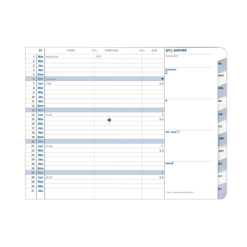 3371010348848-Agenda Club Plain avec répertoire - 1 mois sur 1 page - 10 x 15 cm - rouge - Quo Vadis--1