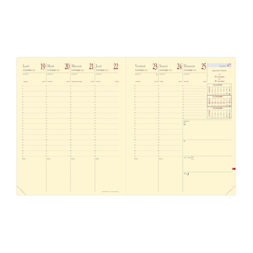 3371010488872-Agenda Soho President Prestige - 1 semaine sur 2 pages - 21 x 27 cm - bleu acier - Quo Vadis--1