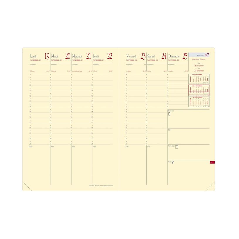 3371010488773-Agenda Soho Ministre Prestige avec répertoire - 1 semaine sur 2 pages - 16 x 24 cm - rose - Quo Vadis--1