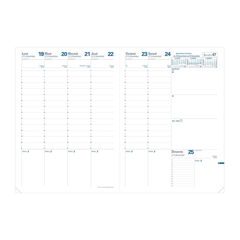3371010335282-Agenda Toscana Consul avec répertoire - 1 semaine sur 2 pages - 21 x 29,7 cm - noir - Quo Vadis--1