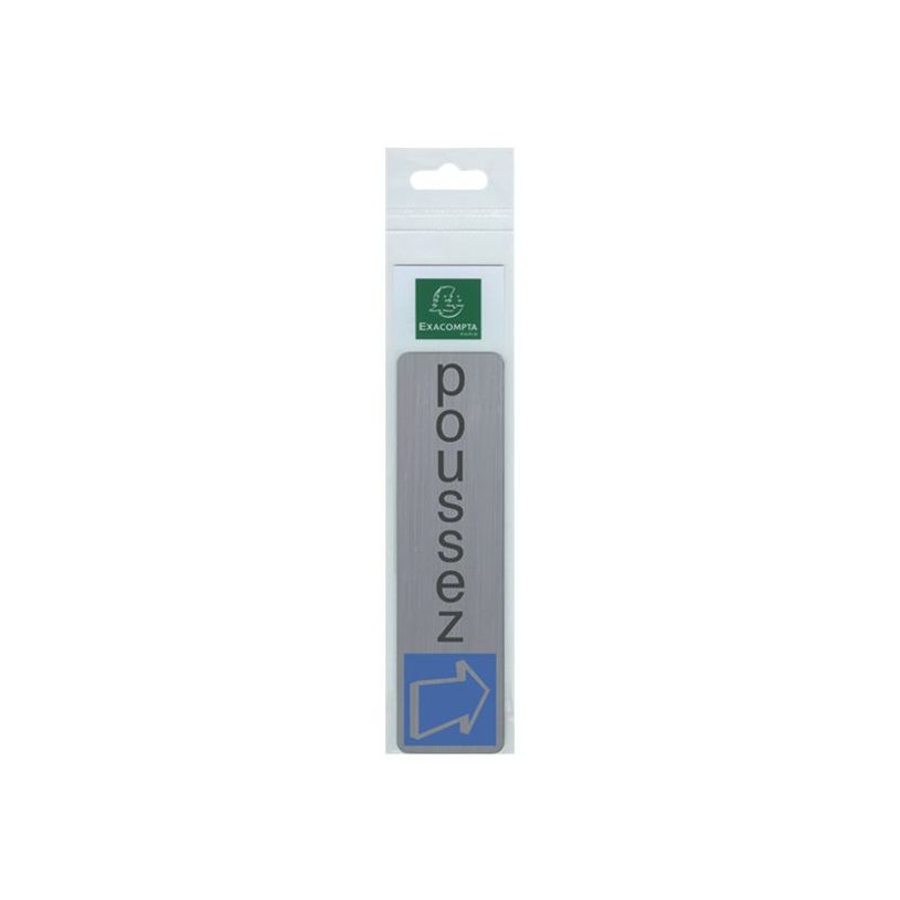 3130630671572-Exacompta - Plaque de signalisation Poussez - 165 x 44 mm - aluminium brossé-P_405121395_3-0