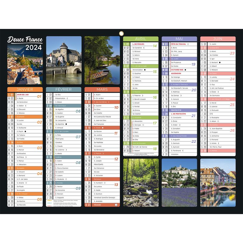 3592930026757-Bouchut Douce France - Calendrier bancaire 6 mois par face - 32 x 42 cm-P_405121452_1-0