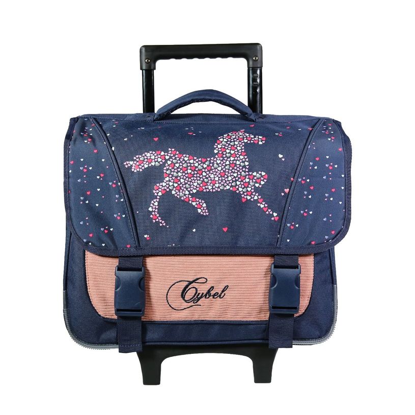 3666311012070-Cartable à roulettes Cybel 38 cm - 2 compartiments - bleu/velours - Bagtrotter-P_405128892_1-0