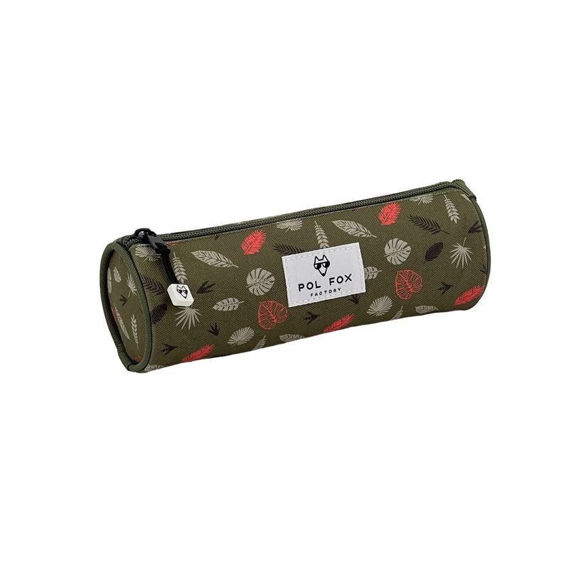 3663842007834-Trousse ronde Dino Kaki - 1 compartiment - dinosaure - Pol Fox-P_405129113_1-0