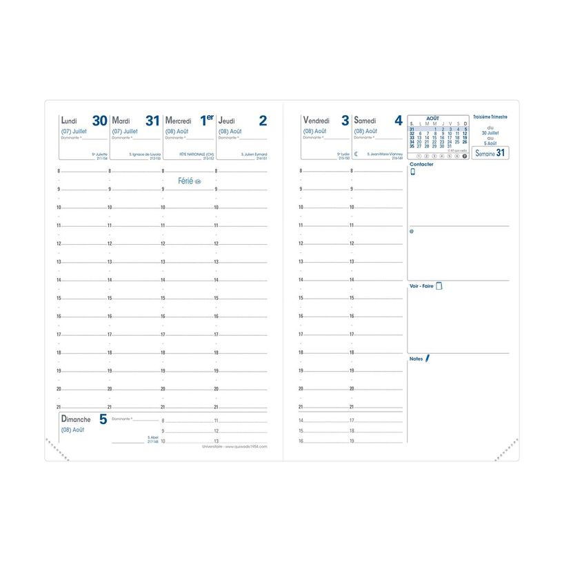3371010498468-Agenda Stylish - 1 semaine sur 2 pages - 10 x 15 cm - jacquard - Quo Vadis-P_405130421_2-1
