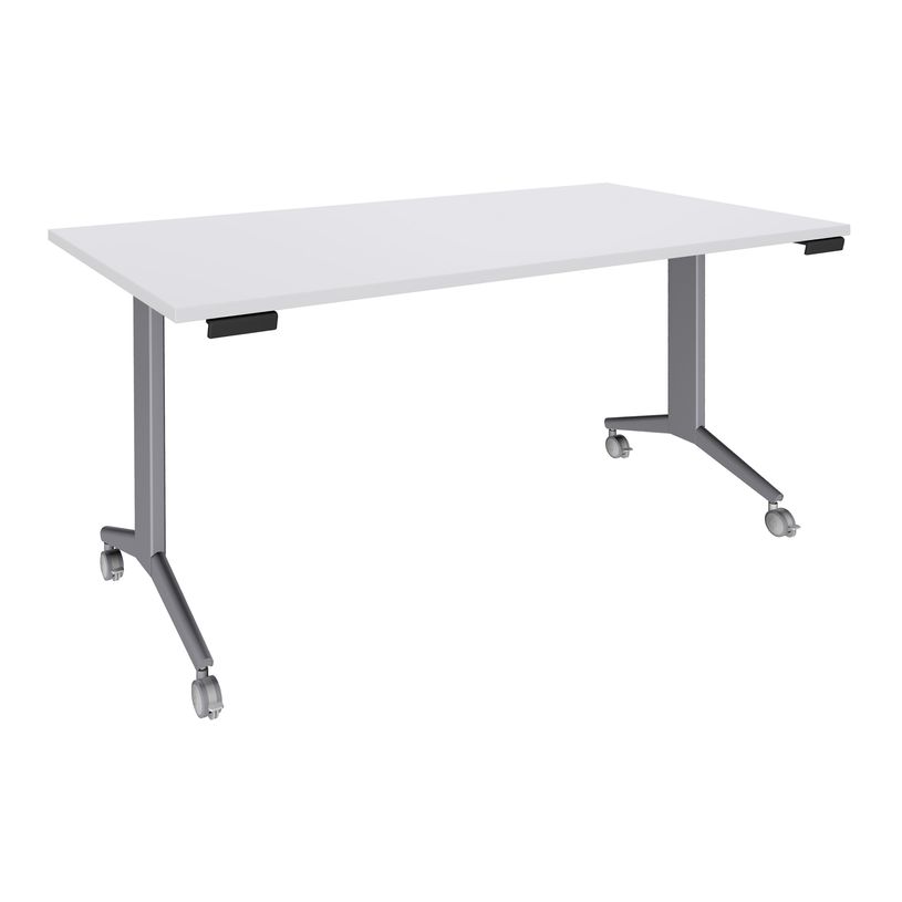 3253310160262-Table de réunion abattantes - L140 x P80 cm - pied alu - plateau blanc perle-P_405133435_1-0
