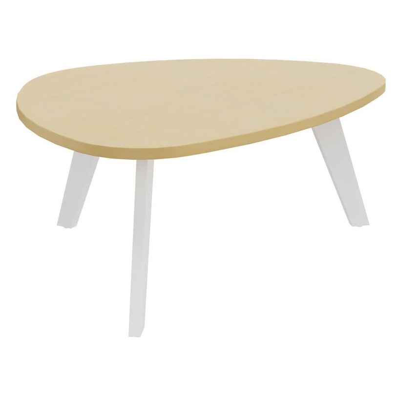 3253310179783-Table basse galet - L100xH42xP90/80 - pied blanc - plateau imitation hêtre-P_405134559_1-0