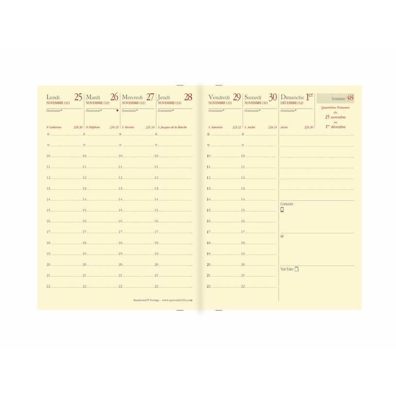 3371010498819-Agenda Marlow Randonnée Prestige avec répertoire - 1 semaine sur 2 pages - 9 x 12,5 cm - bordeaux - Q--1