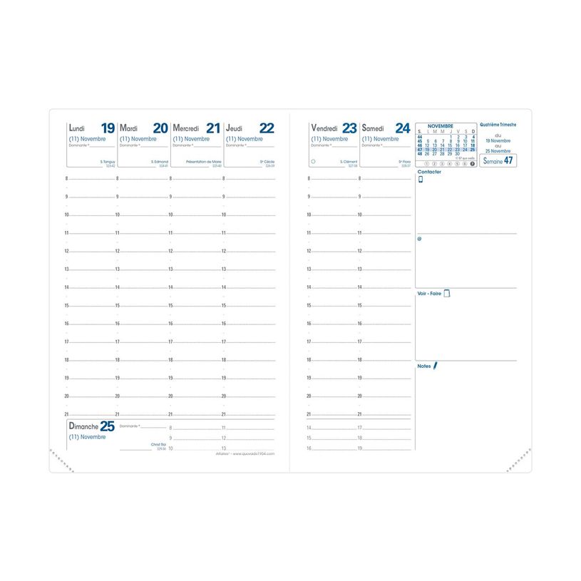 3371010480821-Agenda Impala Affaires - 1 semaine sur 2 pages - 10 x 15 cm - bleu - Quo Vadis--1