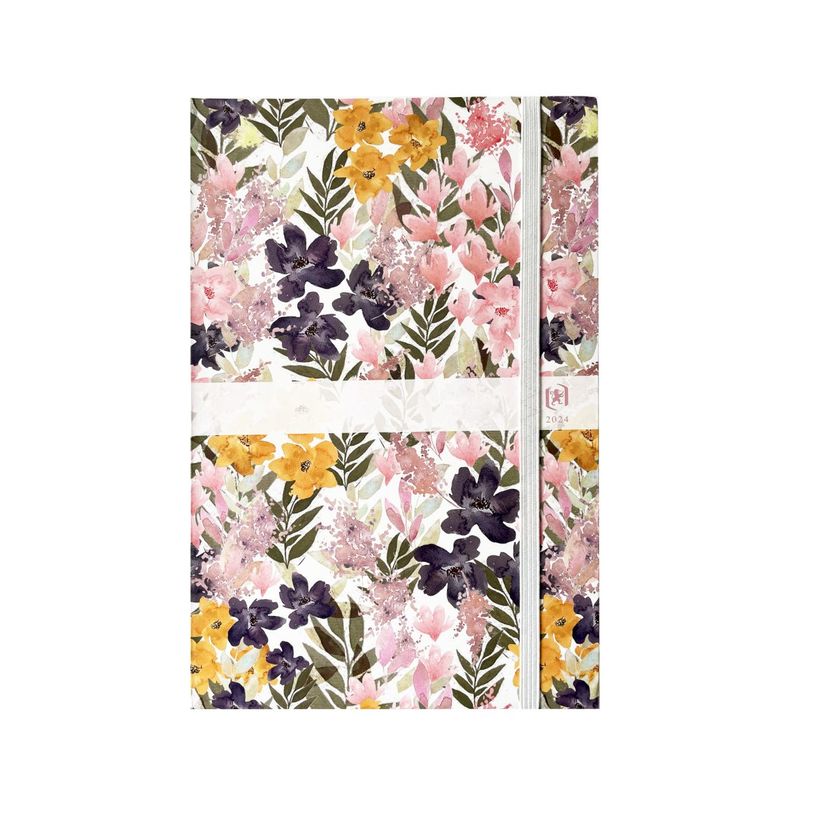 3147280267819-Agenda à élastique Flowers - 1 semaine sur 2 pages - 10 x 15 cm - rose - Oxford--0