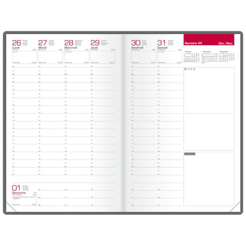 3147280267833-Agenda à élastique Flowers - 1 semaine sur 2 pages - 16 x 24 cm - rose - Oxford--1