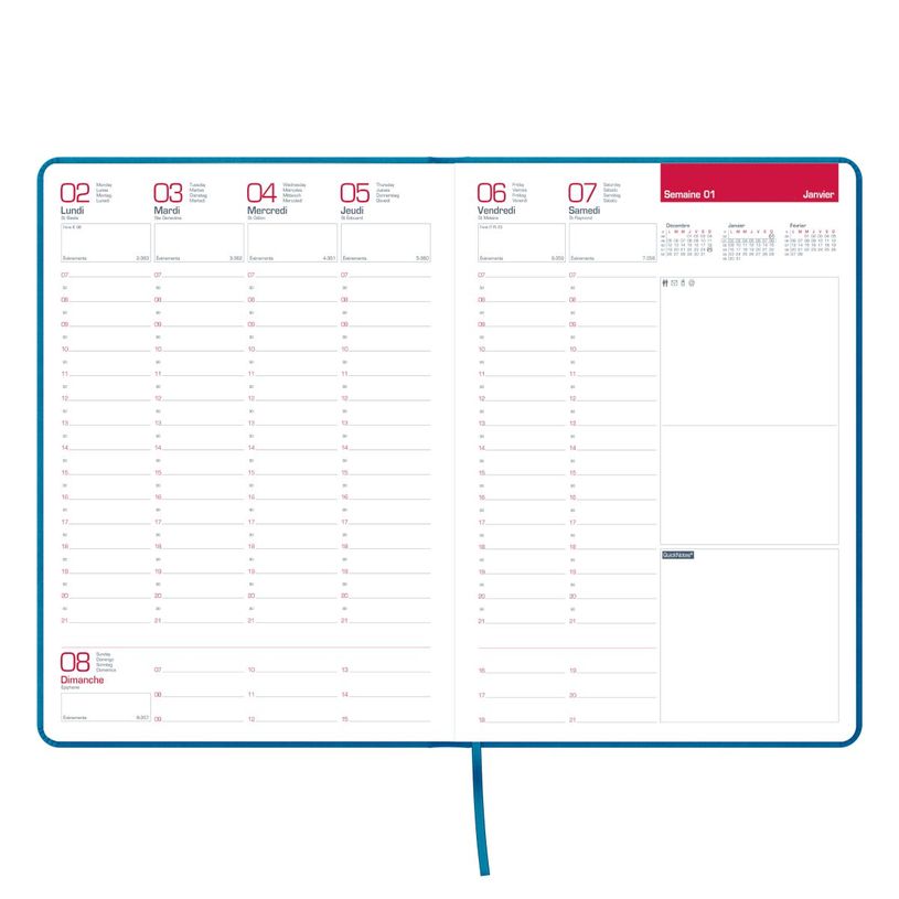 3147280267918-Agenda à élastique Signature - 1 semaine sur 2 pages - 21 x 27 cm - bleu - Oxford--2