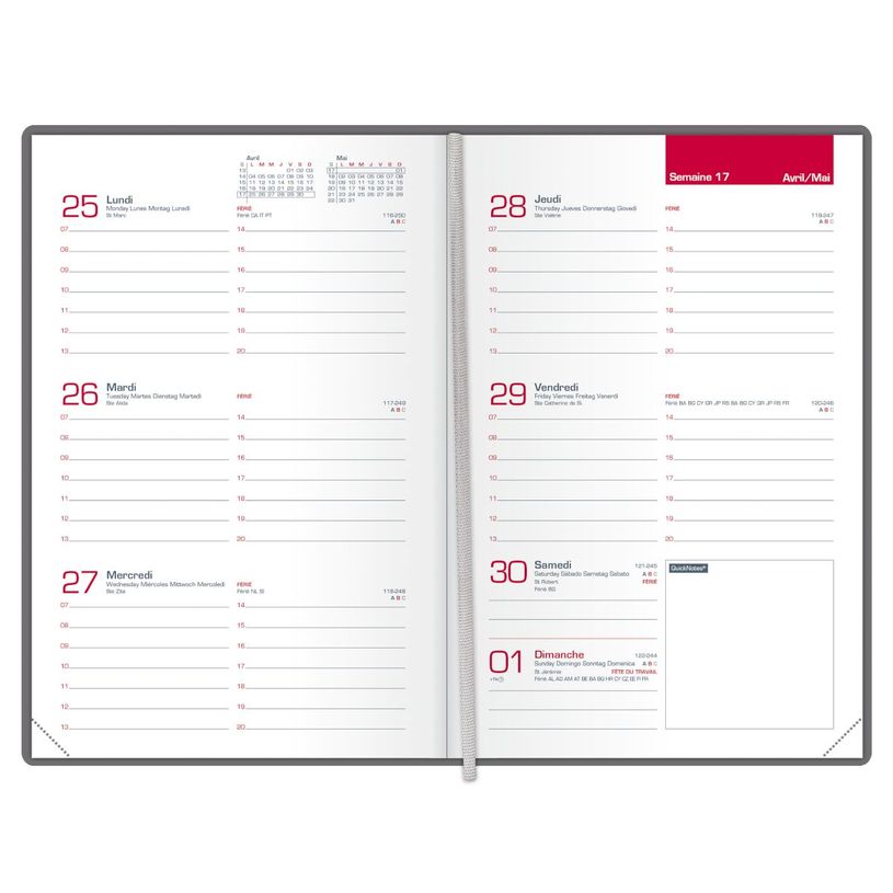 3147280261374-Agenda Textura - 1 semaine sur 2 pages - 10 x 15 cm - rouge - Oxford--1
