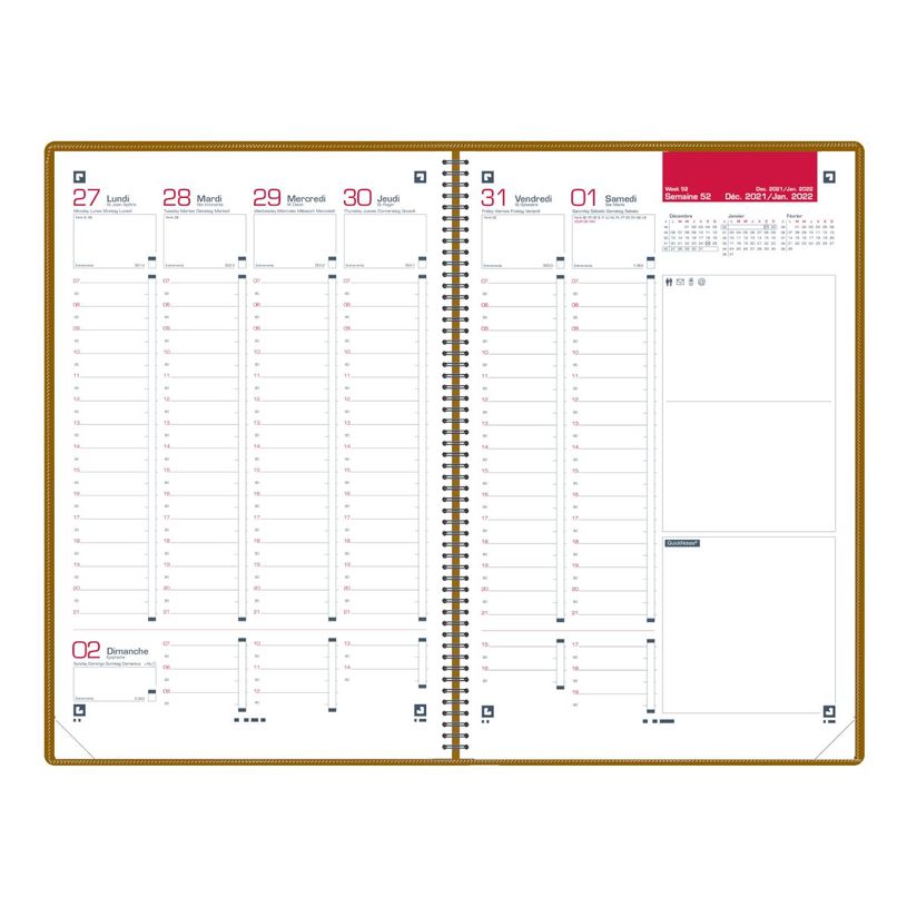3147280268076-Agenda Voyage - 1 semaine sur 2 pages - 16 x 24 cm - bleu - Oxford--1