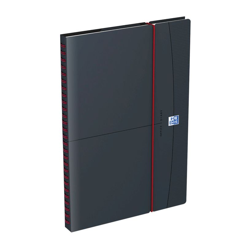 3147280267215-Agenda à élastique Office - 1 semaine sur 2 pages - 16 x 24 cm - gris/rouge - Oxford--0