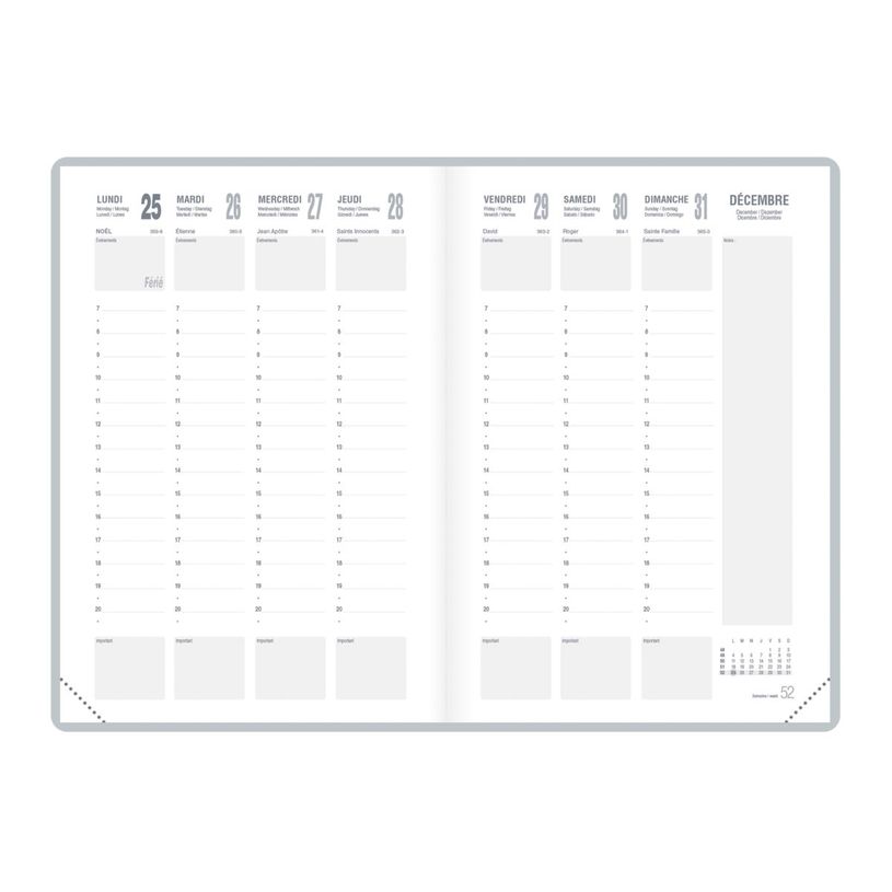 3147280266812-Agenda Classique - 1 semaine sur 2 pages - 21 x 27 cm - noir - Lecas--1
