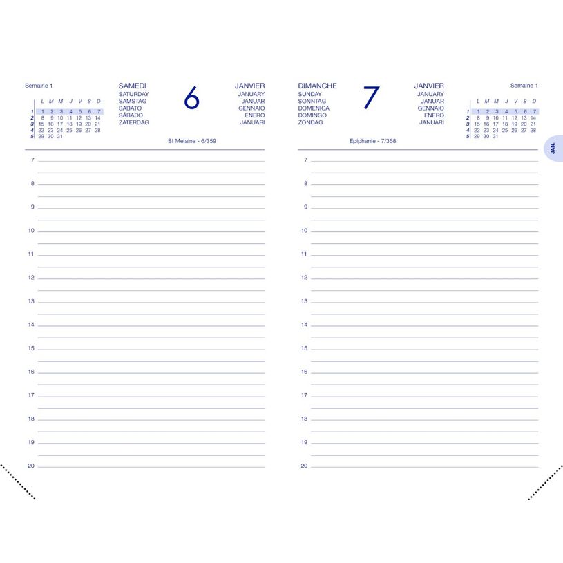 3147280262210-Lecas Carré Travers - Agenda 1 jour par page - 14 x 22 cm - bleu--1