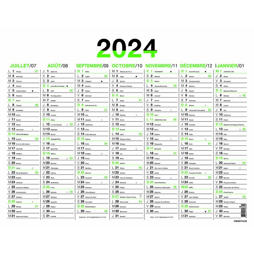 3664447154718-Calendrier Fluo - 7 mois par face - 21 x 26,5 cm - vert - Oberthur-P_405149389_2-1