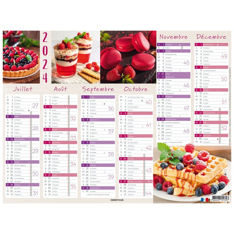 3664447151397-Calendrier Fruits - 6 mois par face - 32 x 42 cm - Oberthur-P_405149416_2-1