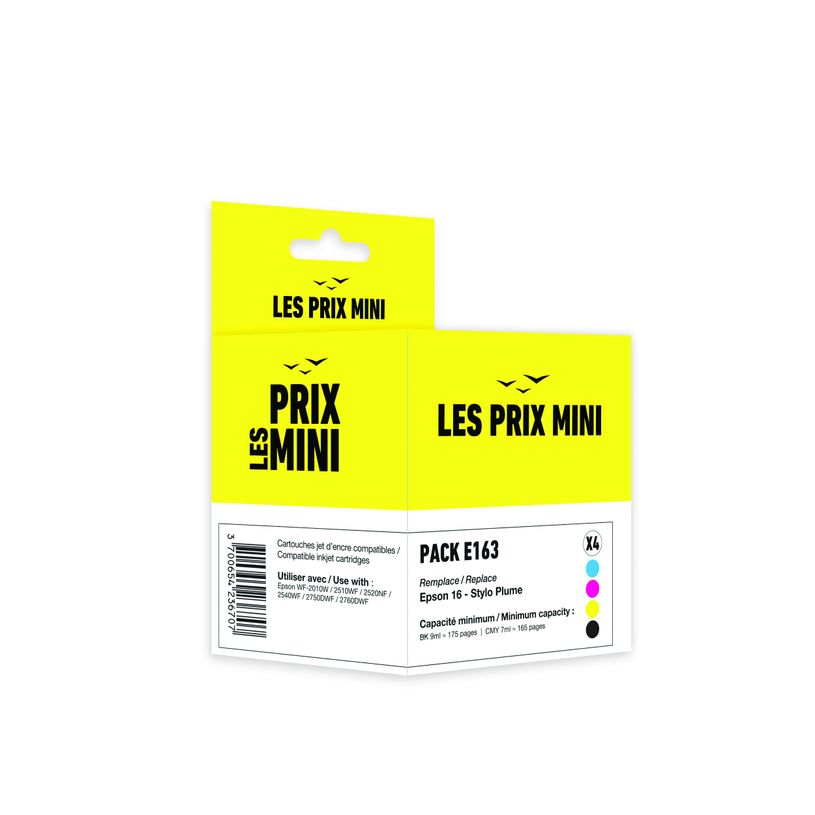 3700654236707-Cartouche compatible Epson 16 Stylo Plume - pack de 4 - noir, jaune, cyan, magenta - LES P-P_405149495_1-0