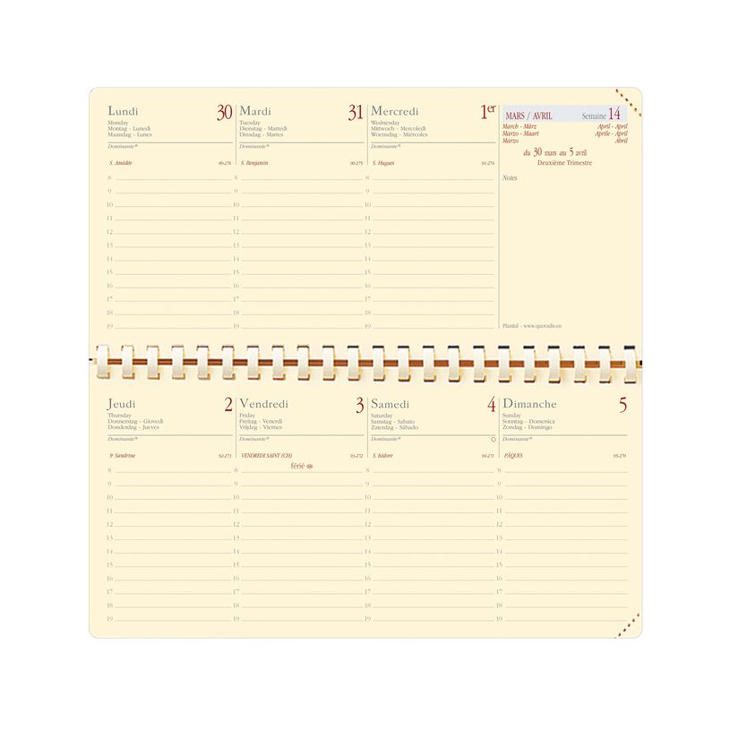 3371010480524-Agenda de poche Impala Planital - 1 semaine sur 2 pages - 8,8 x 17 cm - rouge - Quo Vadis-P_405149575_2-1