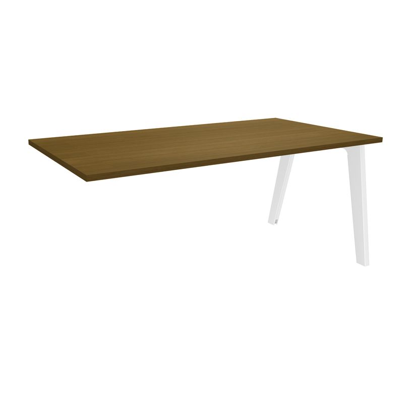3253310229662-Bureau simple STEELY - L120 cm - Bureau suivant - Pieds blanc - plateau imitation noyer-P_405150746_1-0