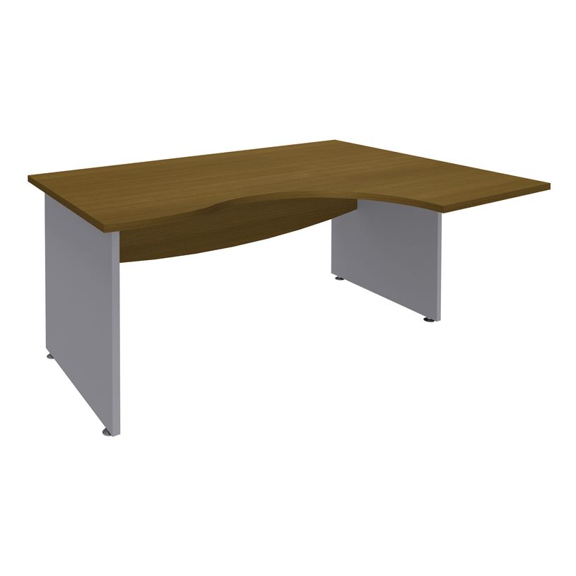 3253310463202-Bureau compact à droite DUAL - L180 cm - Pieds Alu - plateau imitation noyer (Pieds de renfort ou caisson bout de bureau obligat-P_405152139_1-0