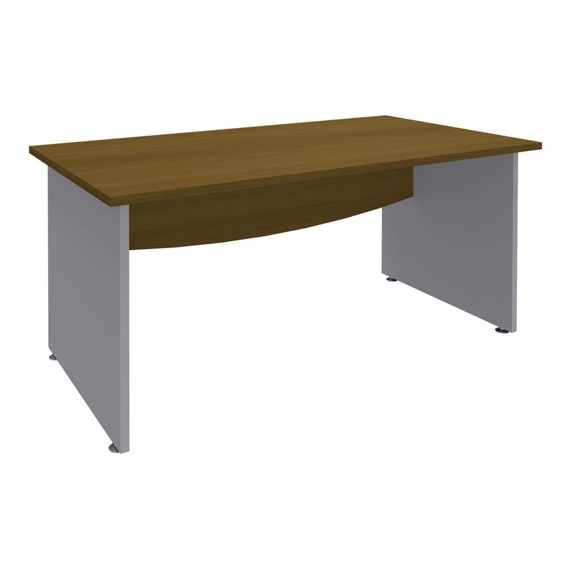 3253310426368-Bureau droit DUAL - L160 - Pieds alu - plateau imitation noyer-P_405152154_1-0