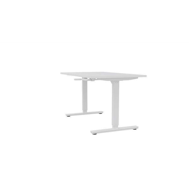 3617350004564-Bureau AXEL assis/debout - réglage par manivelle - L160 x P80 cm - plateau blanc - pieds -P_405153334_1-0