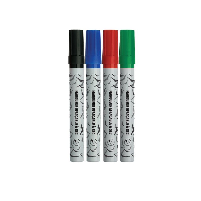 3539012004517-Les Prix Mini - Pack de 4 Marqueurs effaçables - couleurs assorties - pointe large-P_405162789_3-1