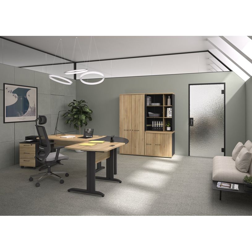 3483601225718-Armoire haute JAZZ+ - L80 x H183 x P48 - 2 portes - 4 étagères - chêne du bocage-P_405165112_2-1