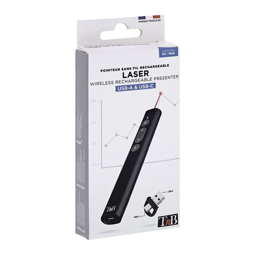3303170114001-TNB - Pointeur laser de présentation - rechargeable USB-A & USB-C - noir--3
