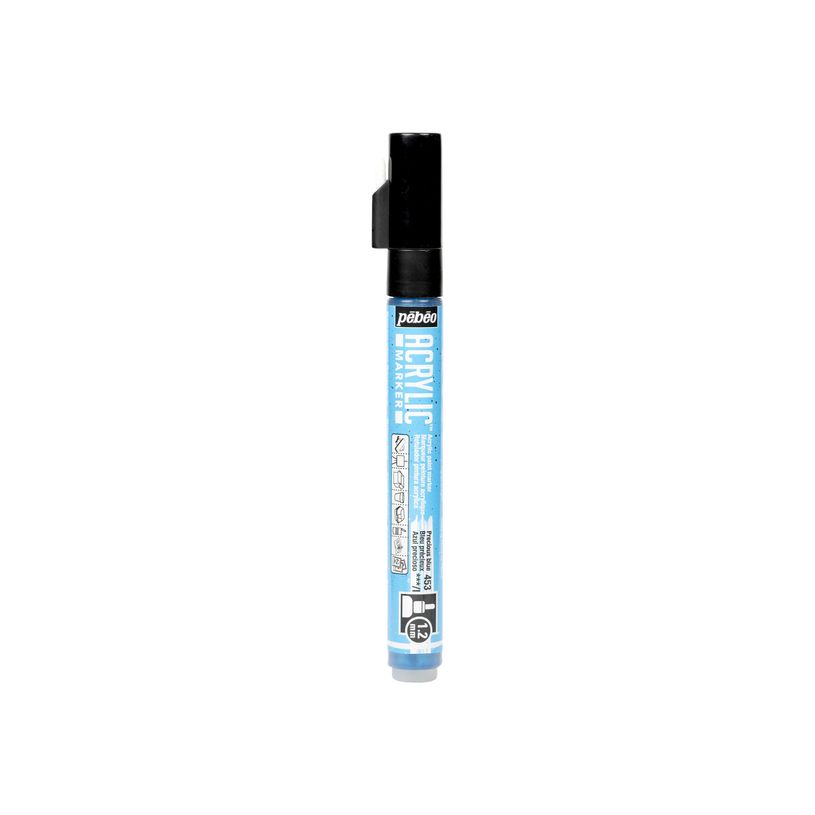 3167862057539-Pebeo Acrylic - Marqueur - bleu précieux - encre acrylique à base d'eau - 1.2 mm - fin-P_405183325_1-0