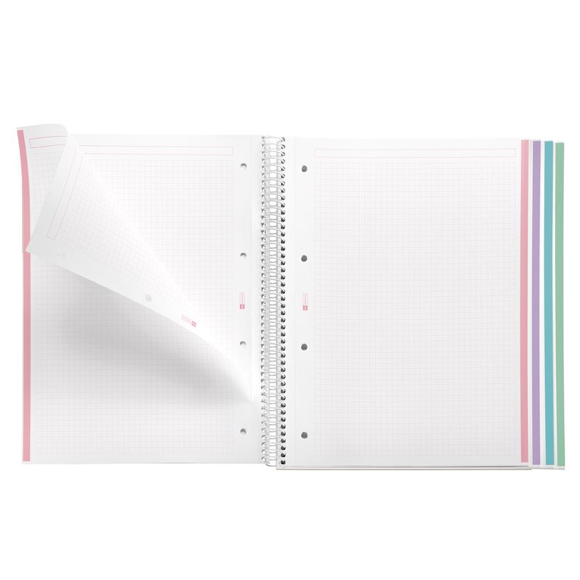8422593040829-Notebook Aurora, A4, quadrillage 5x5 mm, 120 feuilles de 4 couleurs, Miquelrius, Santorini.--2