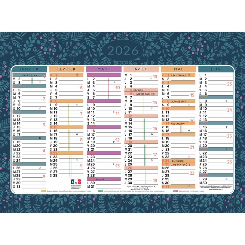3660942086653-Calendrier illustré Mini Labo - 6 mois par face - 17 x 13 cm - Exacompta--0