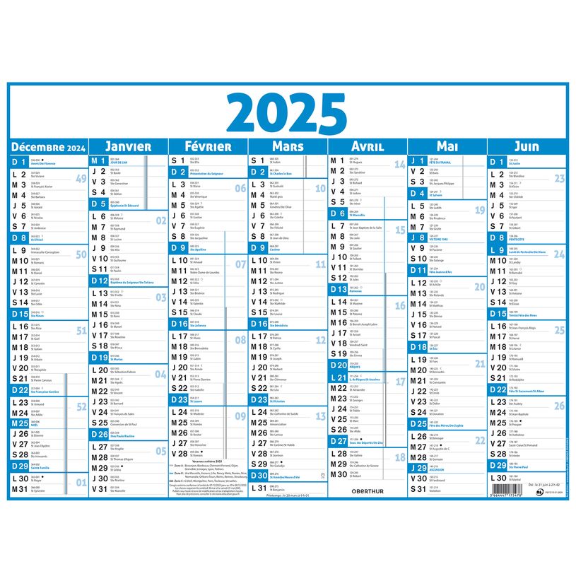 3664447209562-Oberthur - Calendrier - fixation murale - 2023-2025 - visualisation de 7 mois - classique -P_405186420_1-0