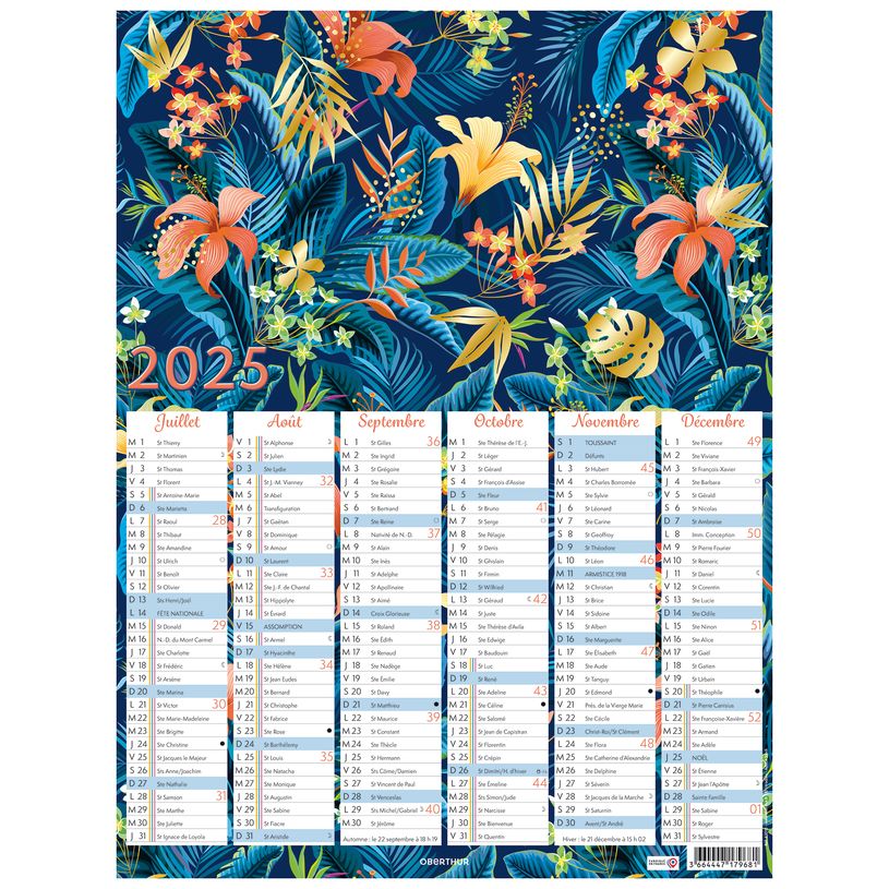 3664447193717-Calendrier Poster or - 6 mois par face - 32 x 42 cm - Oberthur-P_405186498_2-1
