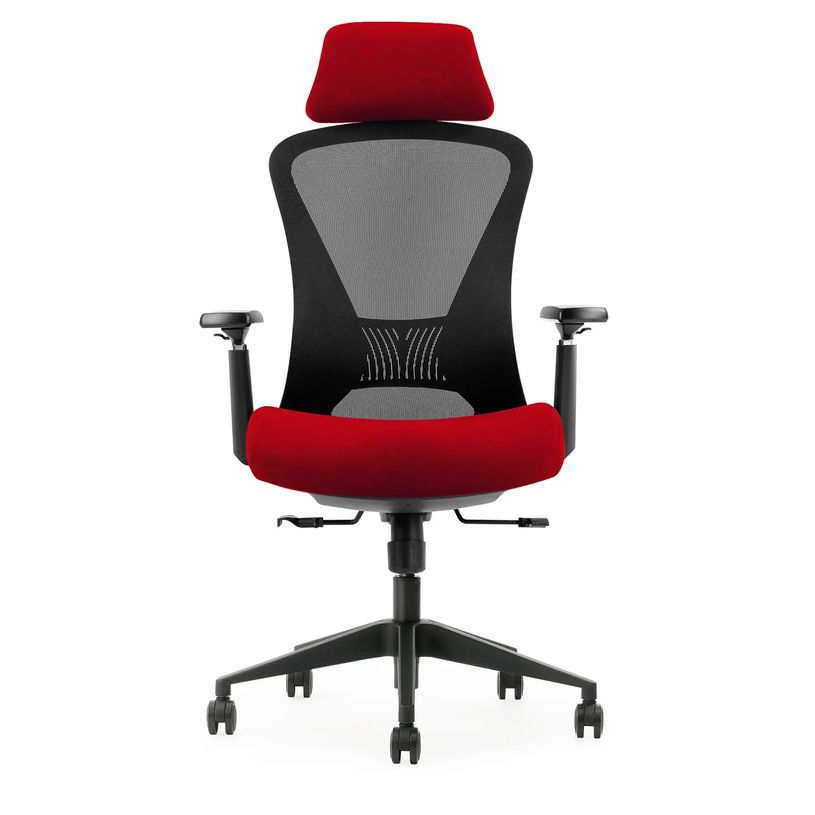 0404051884709-Fauteuil de bureau DESIGNER - Accoudoirs réglables - Appuie-tête - rouge et noir-P_405188470_1-0