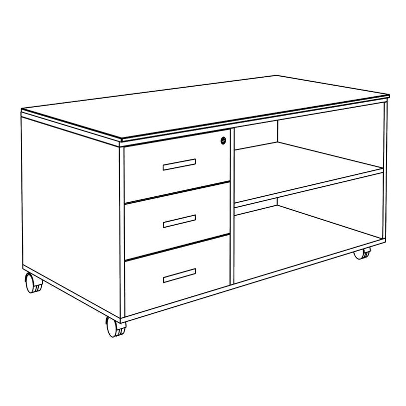 3253310544246-Console mobile KHEOPS - L120XP60XH66 cm - 3 tiroirs - structure blanc perle - finition imi-P_405223997_2-1
