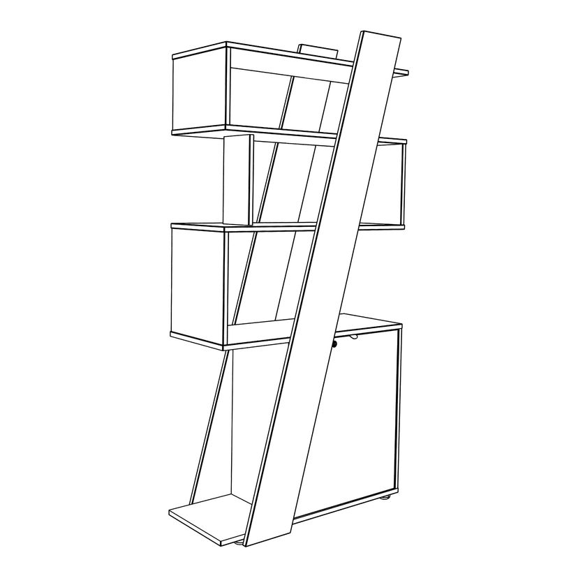 3253310544543-Bibliothèque KHEOPS - porte à droite - structure blanc perle - finition imitation chêne-P_405224007_2-1