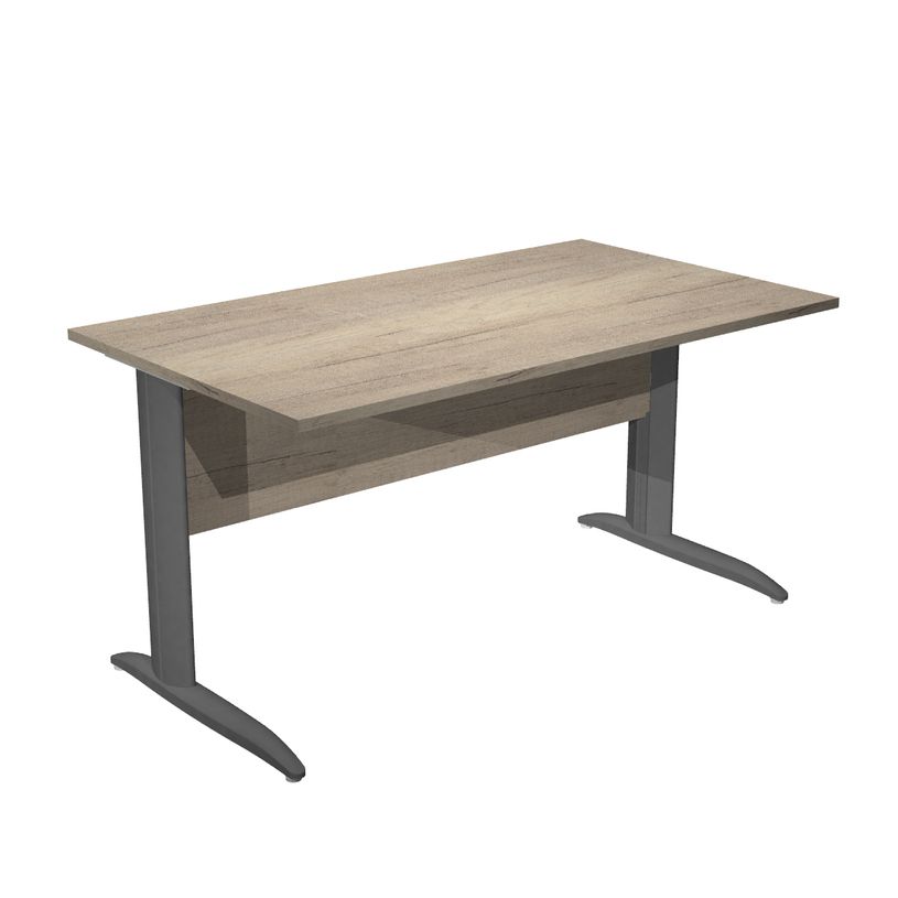 7331920009495-Bureau droit Trend - L160 - Pieds métals - plateau imitation chêne canadien - pied anthr-P_405224096_1-0