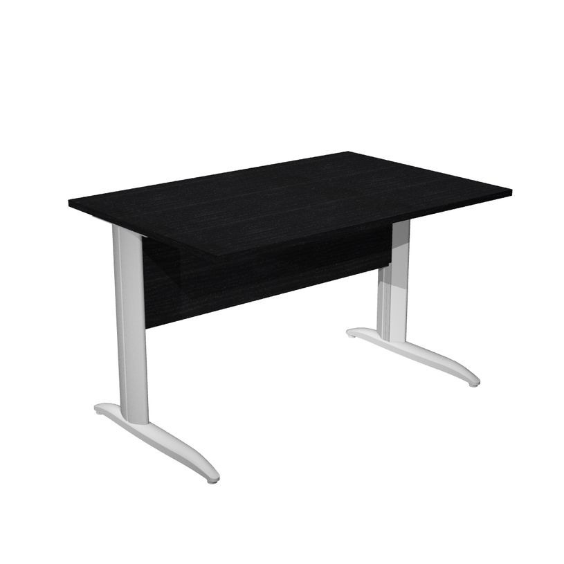 0404052255560-Bureau droit Trend - L140 - Pieds métals - plateau imitation frêne noir - pied alu-P_405225556_1-0