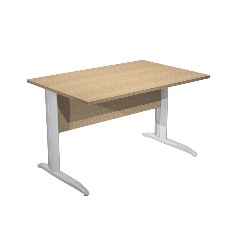 0404052255881-Bureau droit Trend - L160 - Pieds métals - plateau imitation chêne - pied effet chromé-P_405225588_1-0