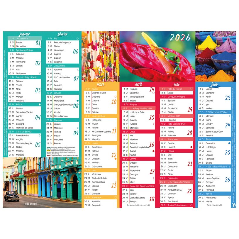 3664447193595-Calendrier Color Story - 6 mois par face - 210 x 265 mm - Oberthur--0